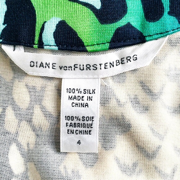 DIANE Von FURSTENBERG 100% Jersey Silk Animal Print Dress Stretch Open Back Sz 4 - Picture 11 of 12